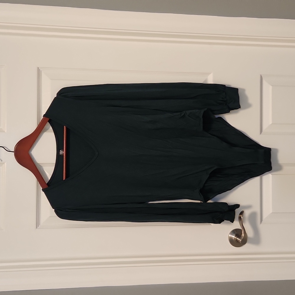 SHEIN Deep Green V-Neck Long Sleeve Bodysuit